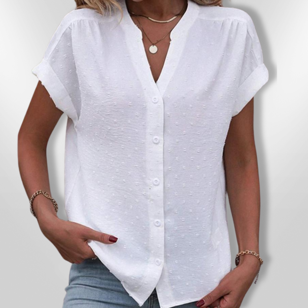 Kvinders Bluse Klassisk Knappet Let Vævning