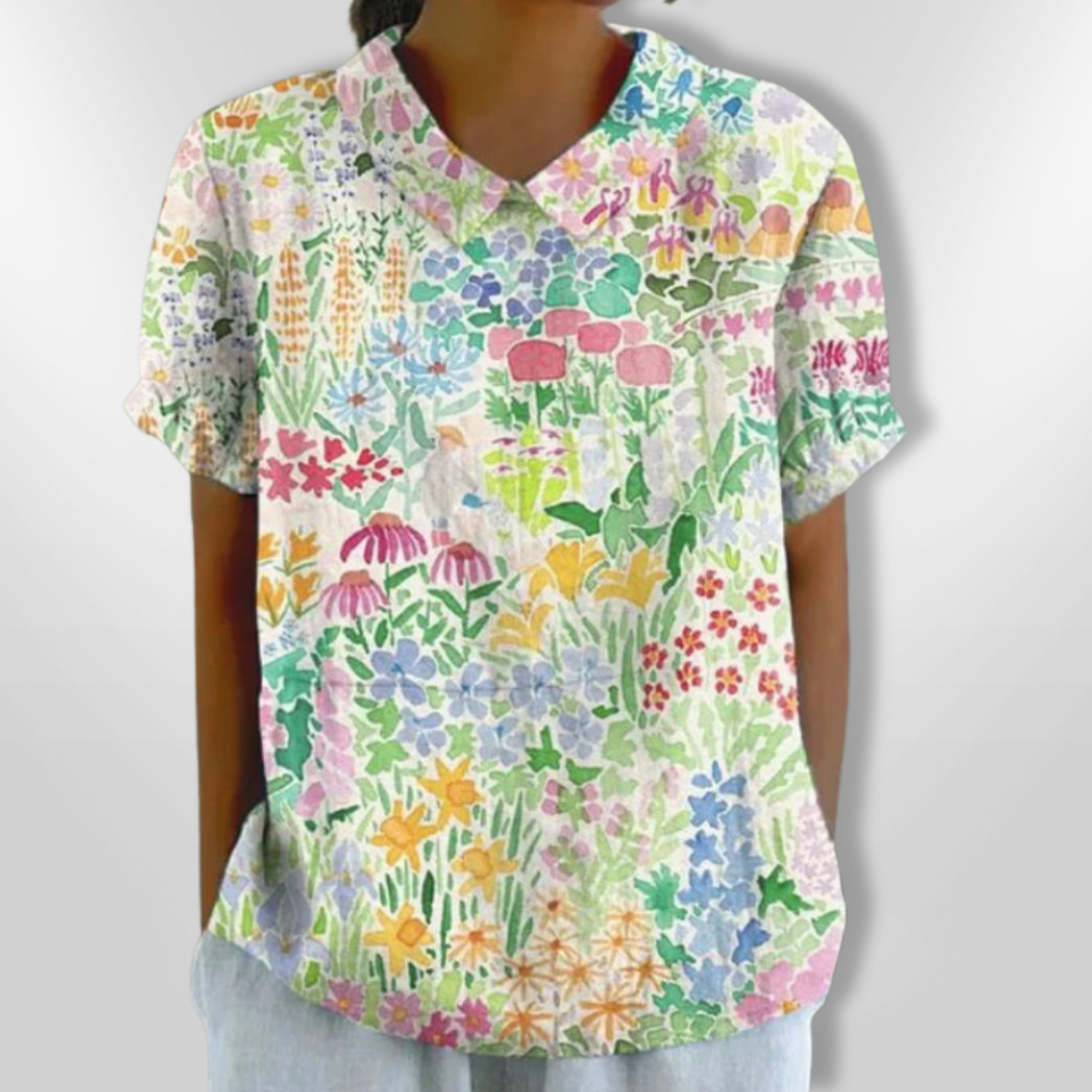 Kvinders Bluse Med Blomsterprint Lette Materialer