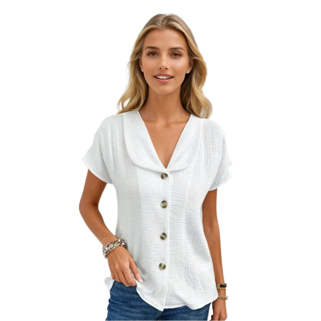 Kvinders Bluse Med Krave og Knapper