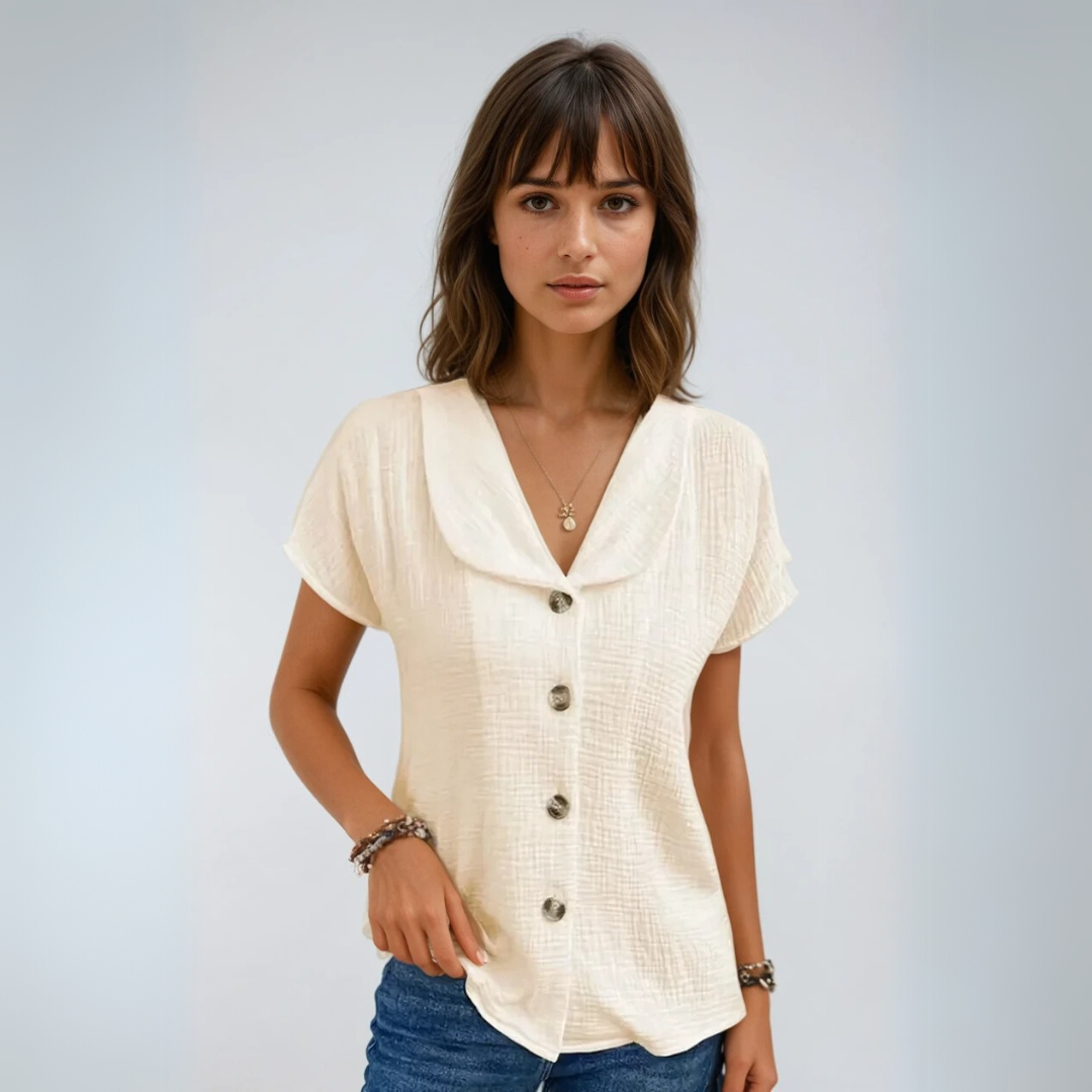 Kvinders Bluse Med Krave og Knapper