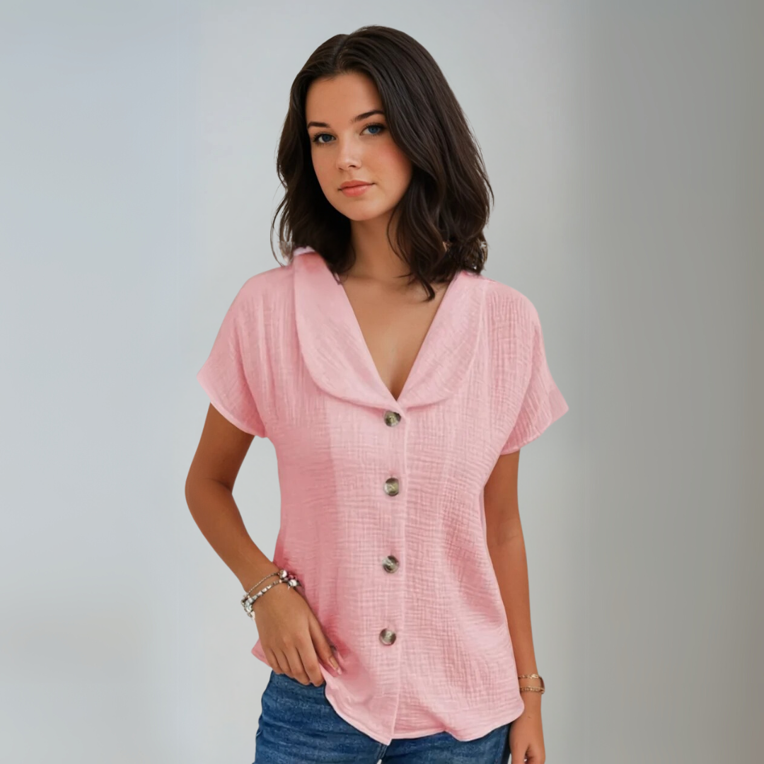 Kvinders Bluse Med Krave og Knapper