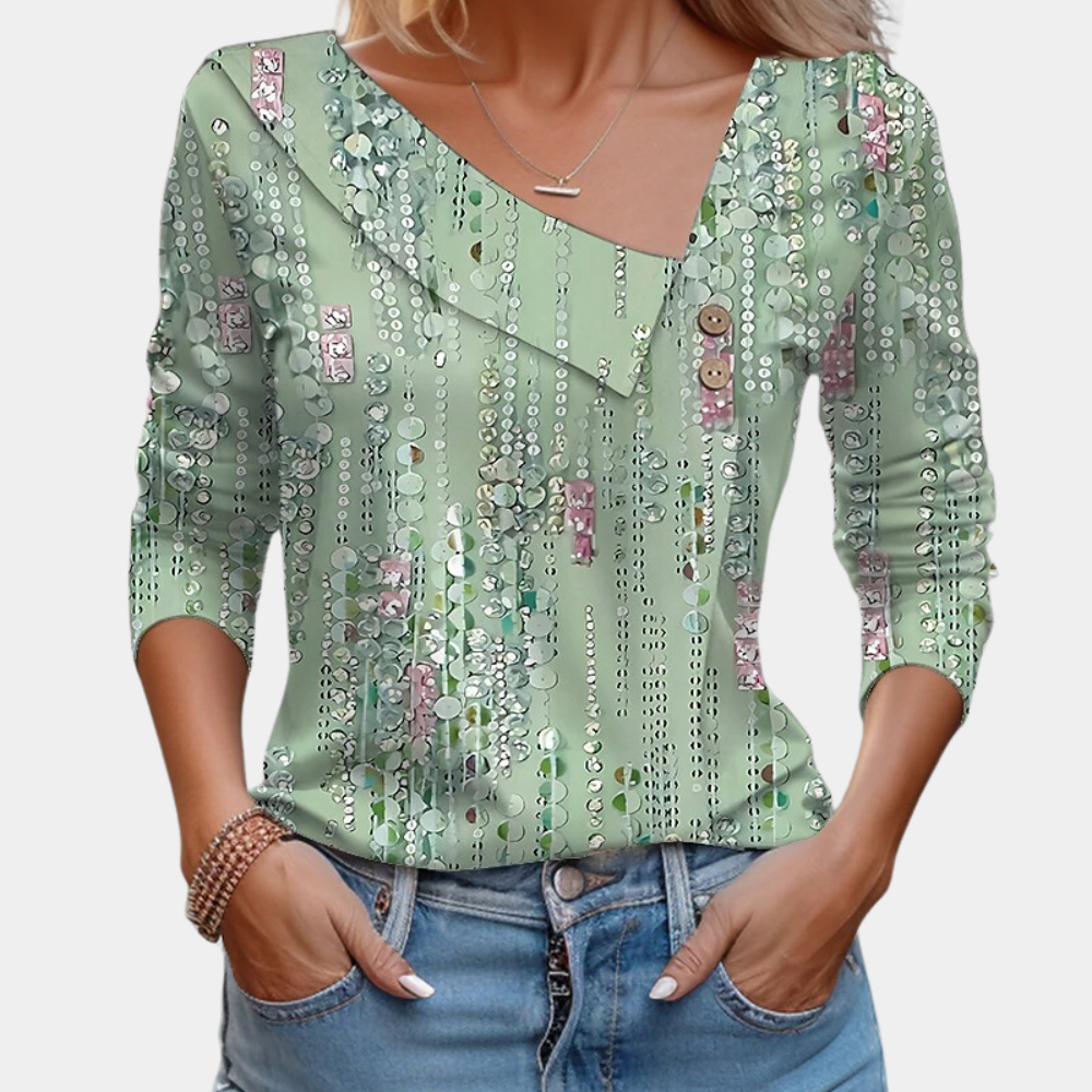 Kvinders Bluse med Blomsterprint og Flatterende Silhuet