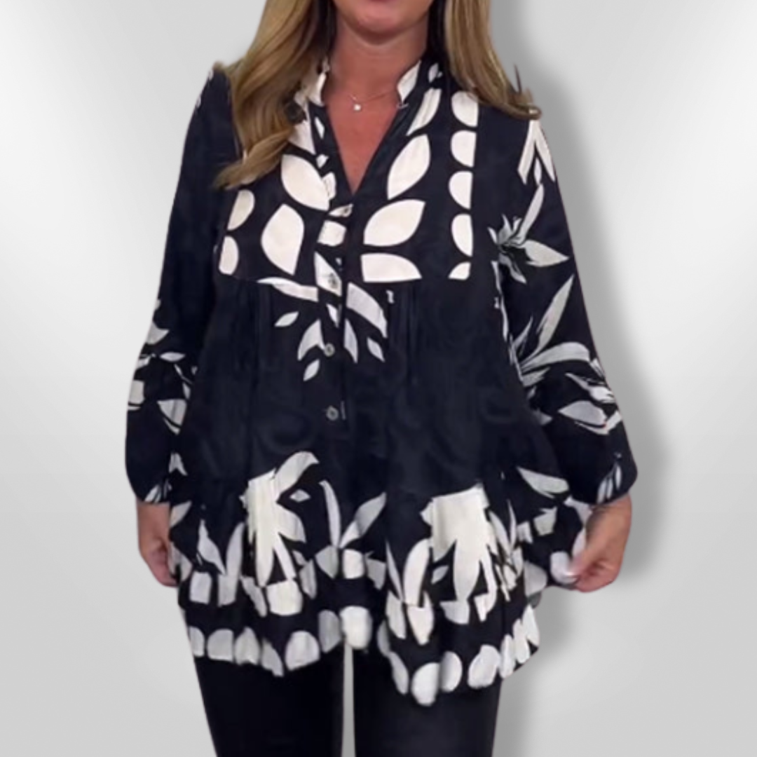 Kvinders Bluse med Flæser og Blomsterprint
