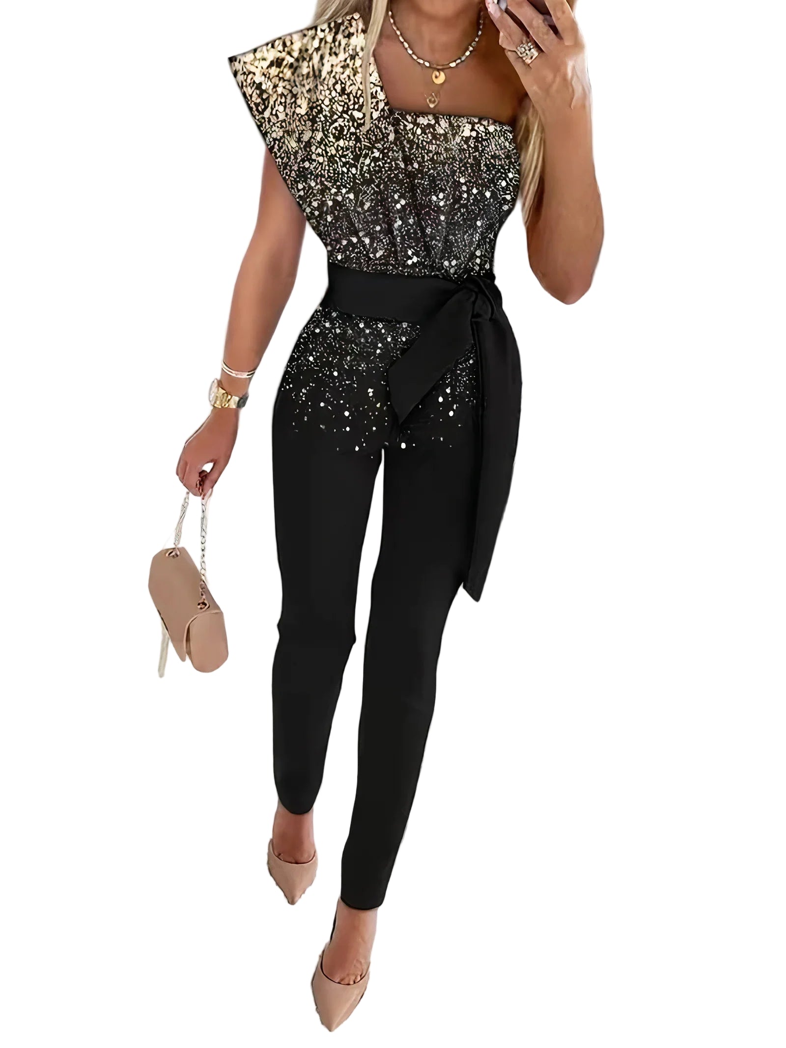 Kvinders Bodycon Jumpsuit med Glitter