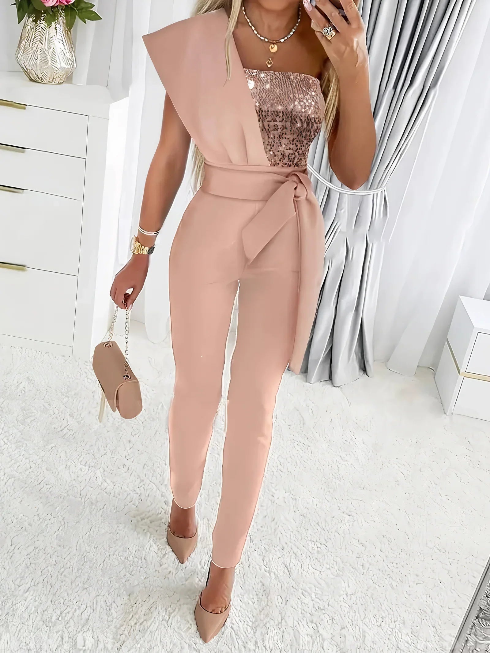 Kvinders Bodycon Jumpsuit med Glitter