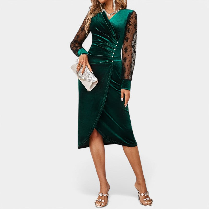 Kvinders Bodycon Kjole med Kontrasterende Blonde