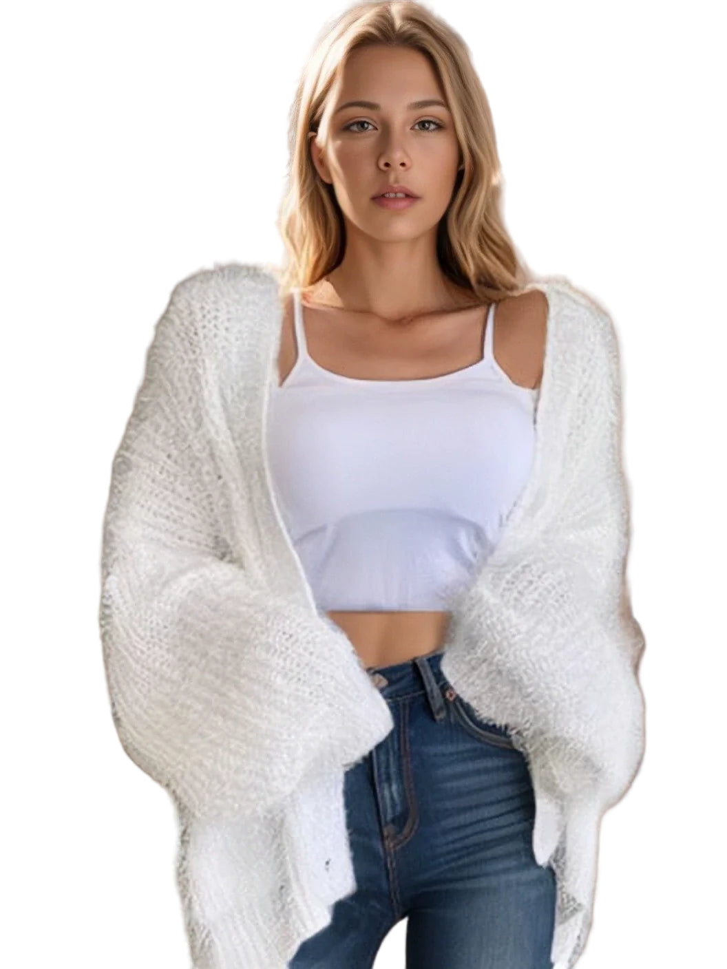Kvinders Cardigan Furry Strik Oversized