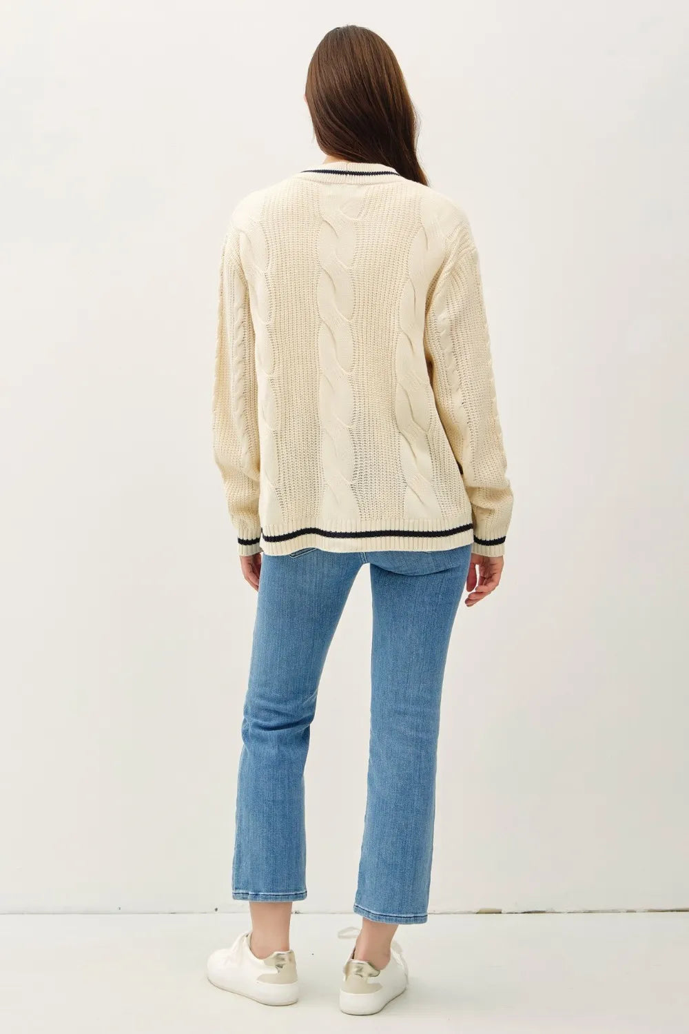 Kvinders Cardigan V-Neck Kabelstrik Akryl