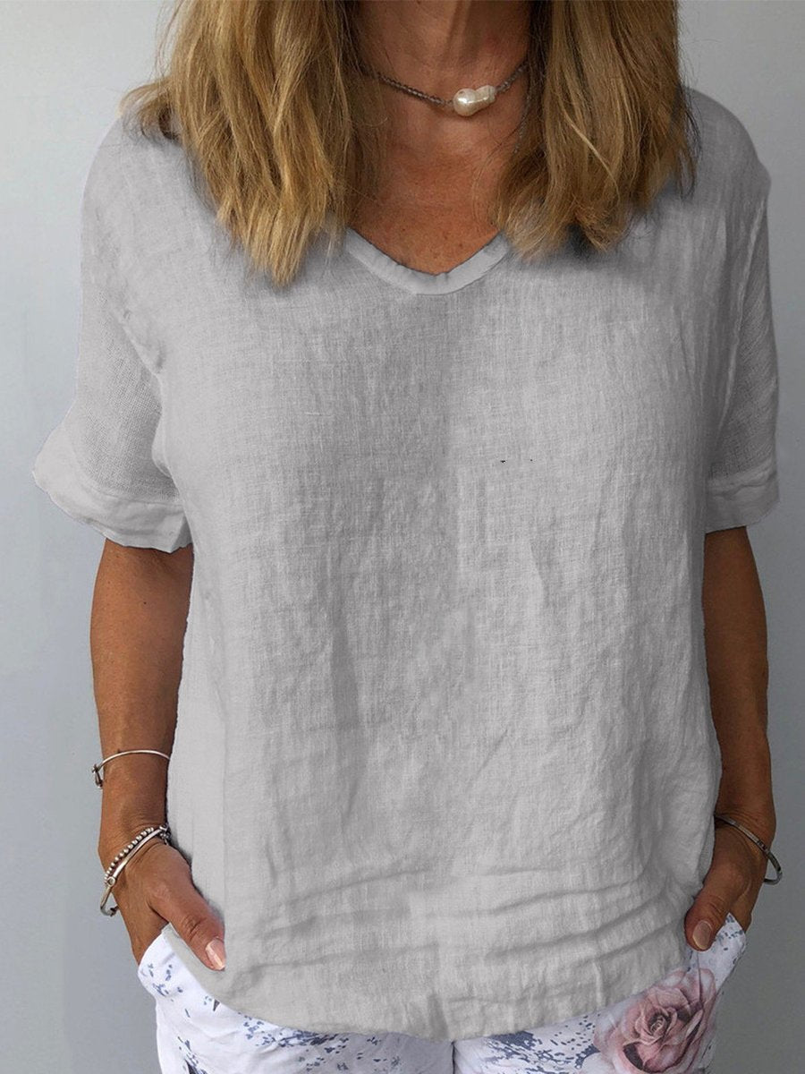 Kvinders Casual Top i Bomuld og Linned