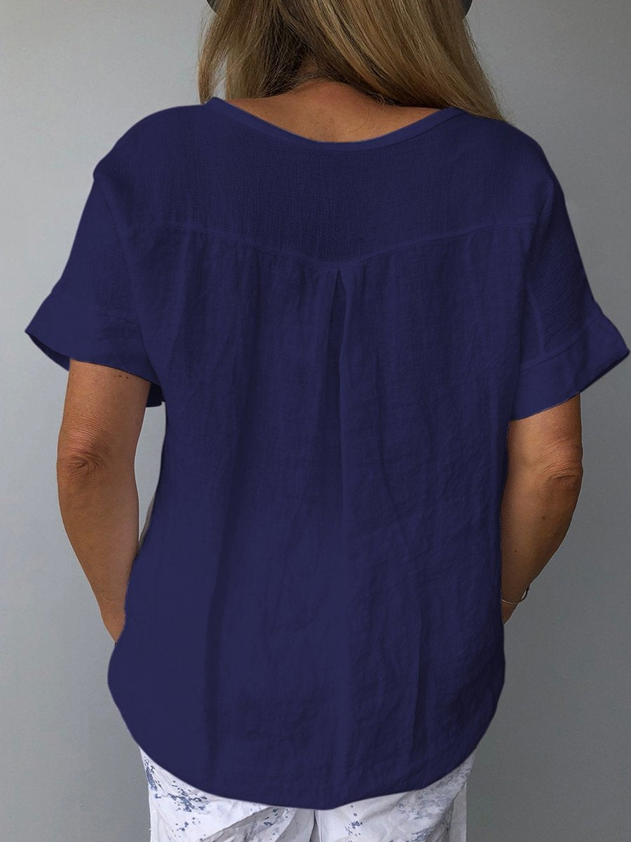Kvinders Casual Top i Bomuld og Linned