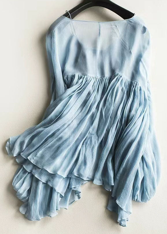 Kvinders Chiffon Skjorte med Lanterneærmer