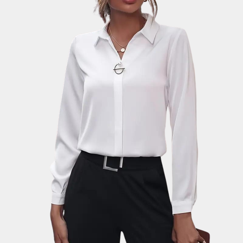 Kvinders Chiffonbluse med Klassisk Krave