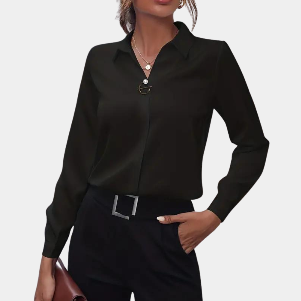 Kvinders Chiffonbluse med Klassisk Krave