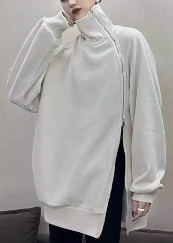 Kvinders Fleece Sweatshirt med Rullekrave og Åben Side