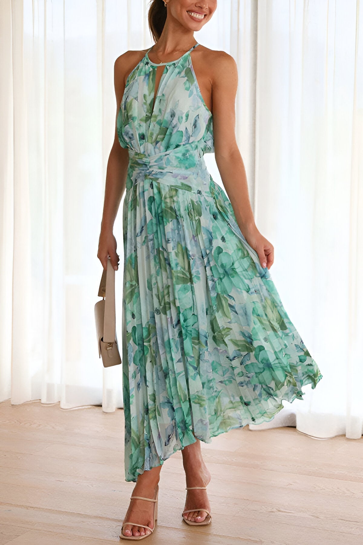 Kvinders Floral Kjole Elegant Polyester