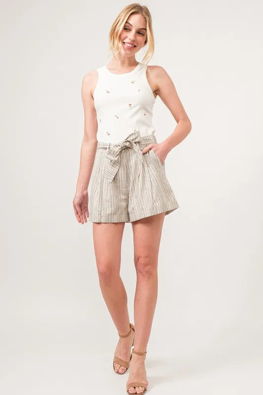 Kvinders Flowy Shorts Stribede Linned Blend
