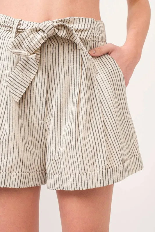 Kvinders Flowy Shorts Stribede Linned Blend