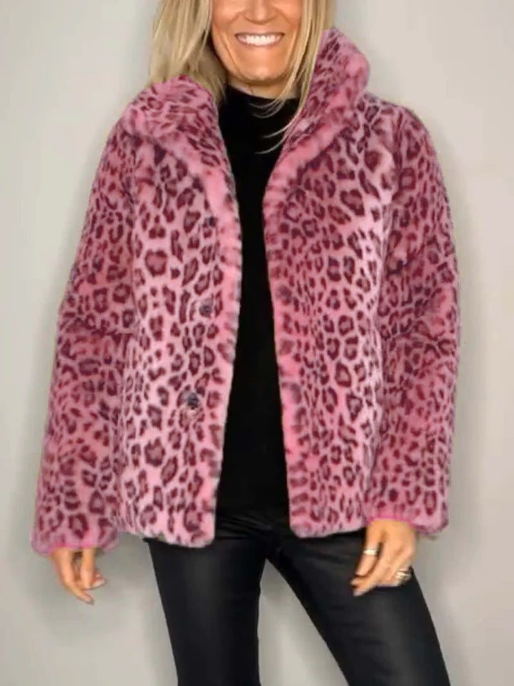 Kvinders Frakke - Oversized Pasform - Notched Krave - Leopard Print