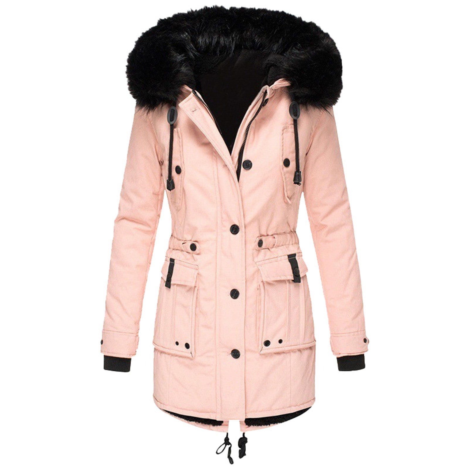 Kvinders Frakke - Skræddersyet Pasform - Faux Fur Hætte