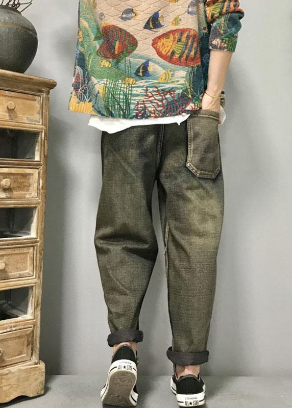 Kvinders Harem Jeans med Kat Broderi