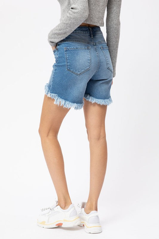 Kvinders Hi-Low Shorts Casual Denim