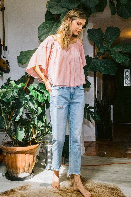 Kvinders Høj Talje Ankel Straight Leg Jeans Denim