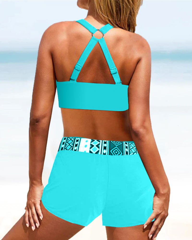 Kvinders Høj Talje Bikini Geometrisk Design