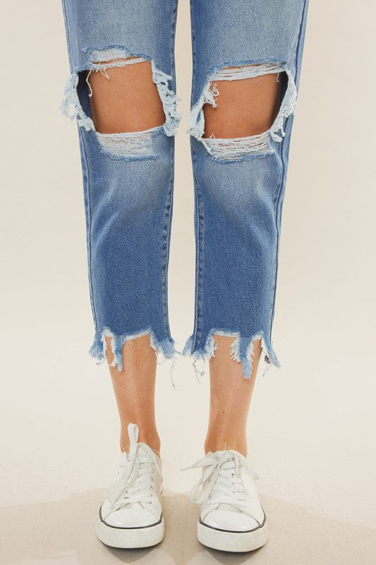 Kvinders Høj Talje Mom Fit Denim Jeans