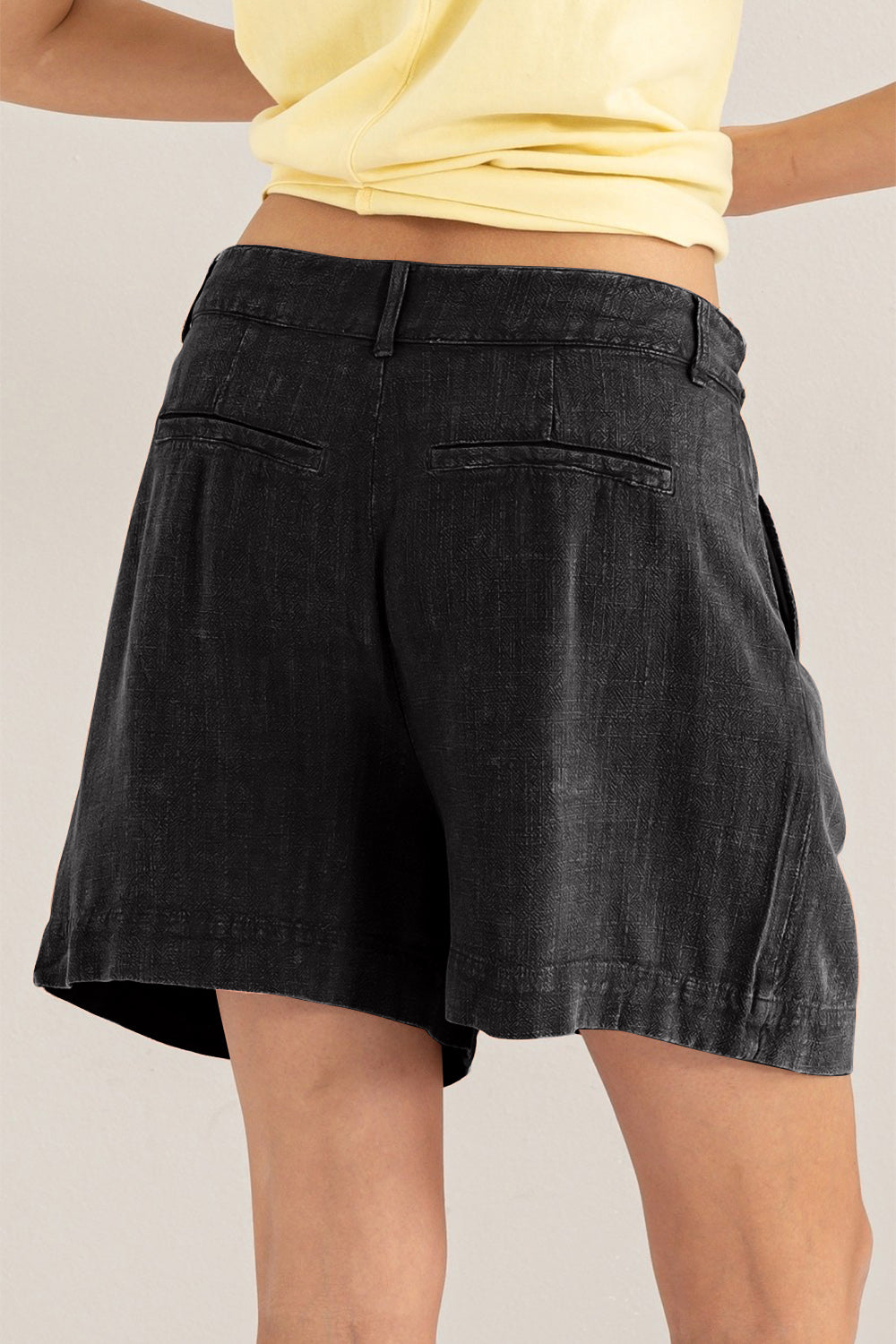 Kvinders Høj Talje Plisserede Linned Shorts