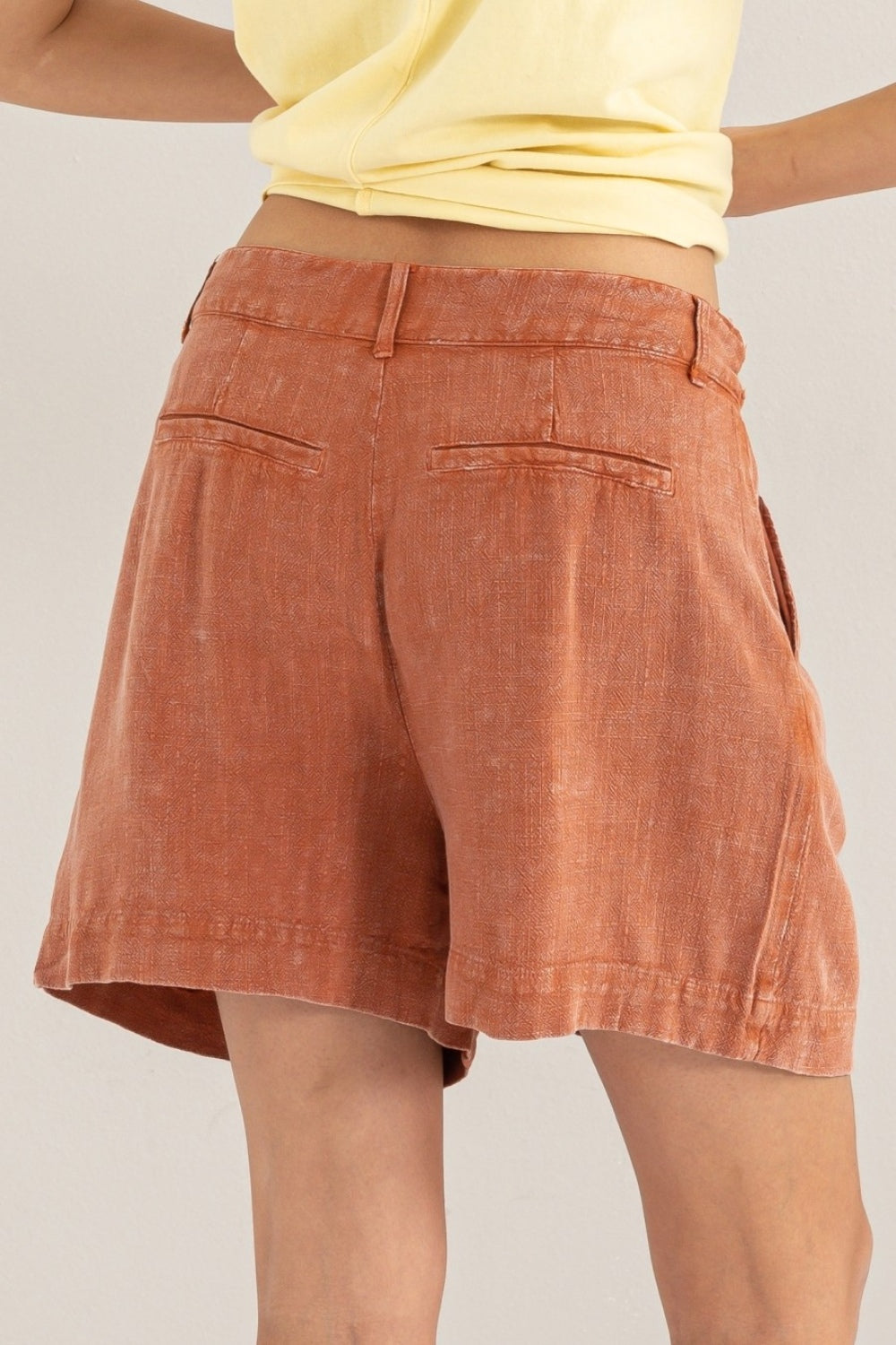 Kvinders Høj Talje Plisserede Shorts Linned Rayon