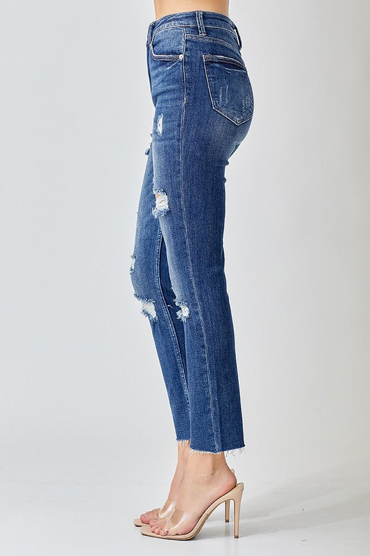 Kvinders Høj Talje Skinny Jeans Distressed