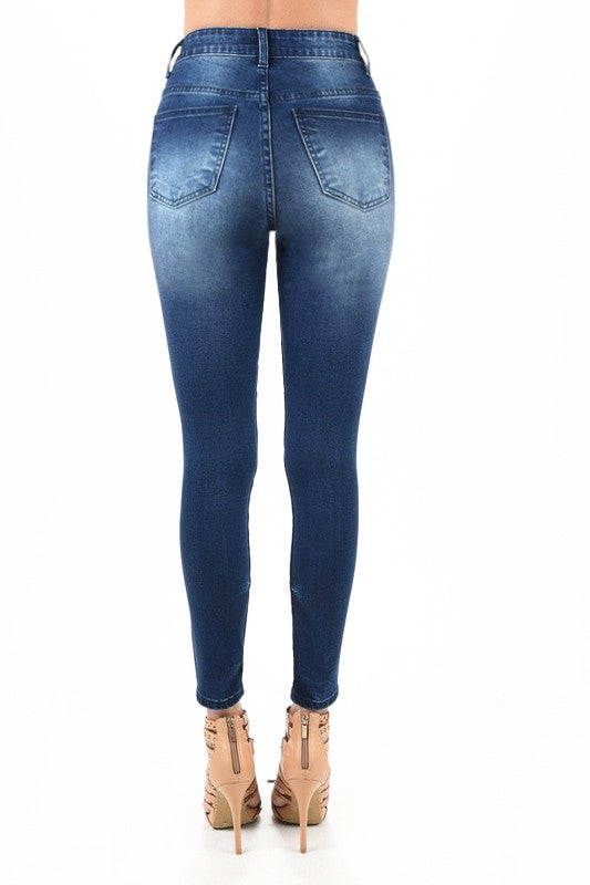Kvinders Høj Talje Skinny Jeans Moto Denim
