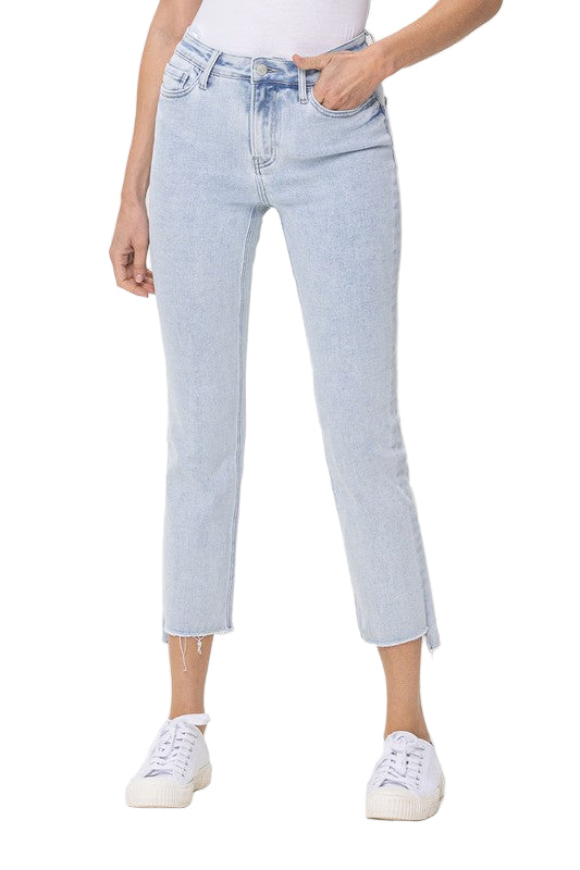 Kvinders Høj Talje Straight Jeans Lys Denim