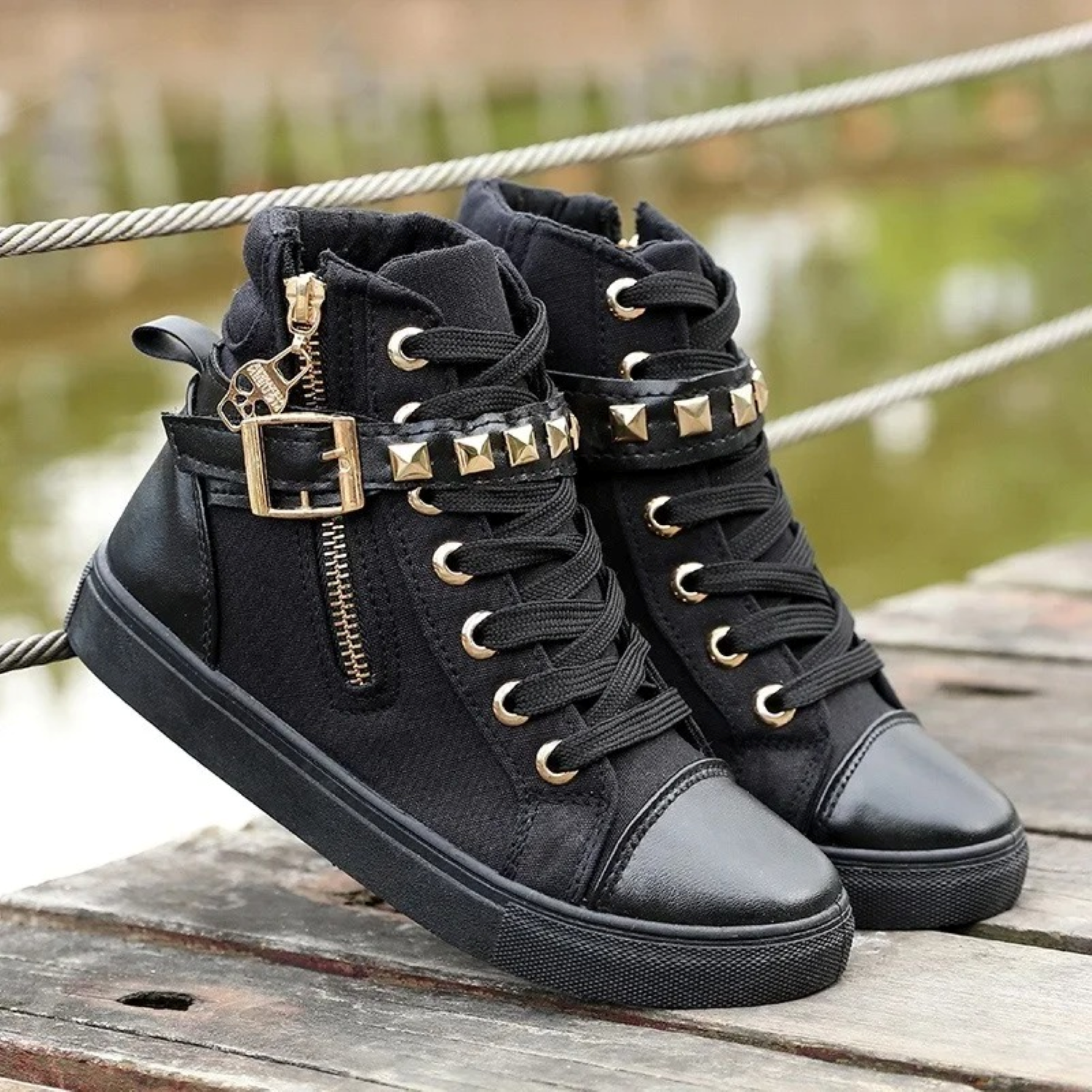 Kvinders Højtop Sneakers med Lynlås