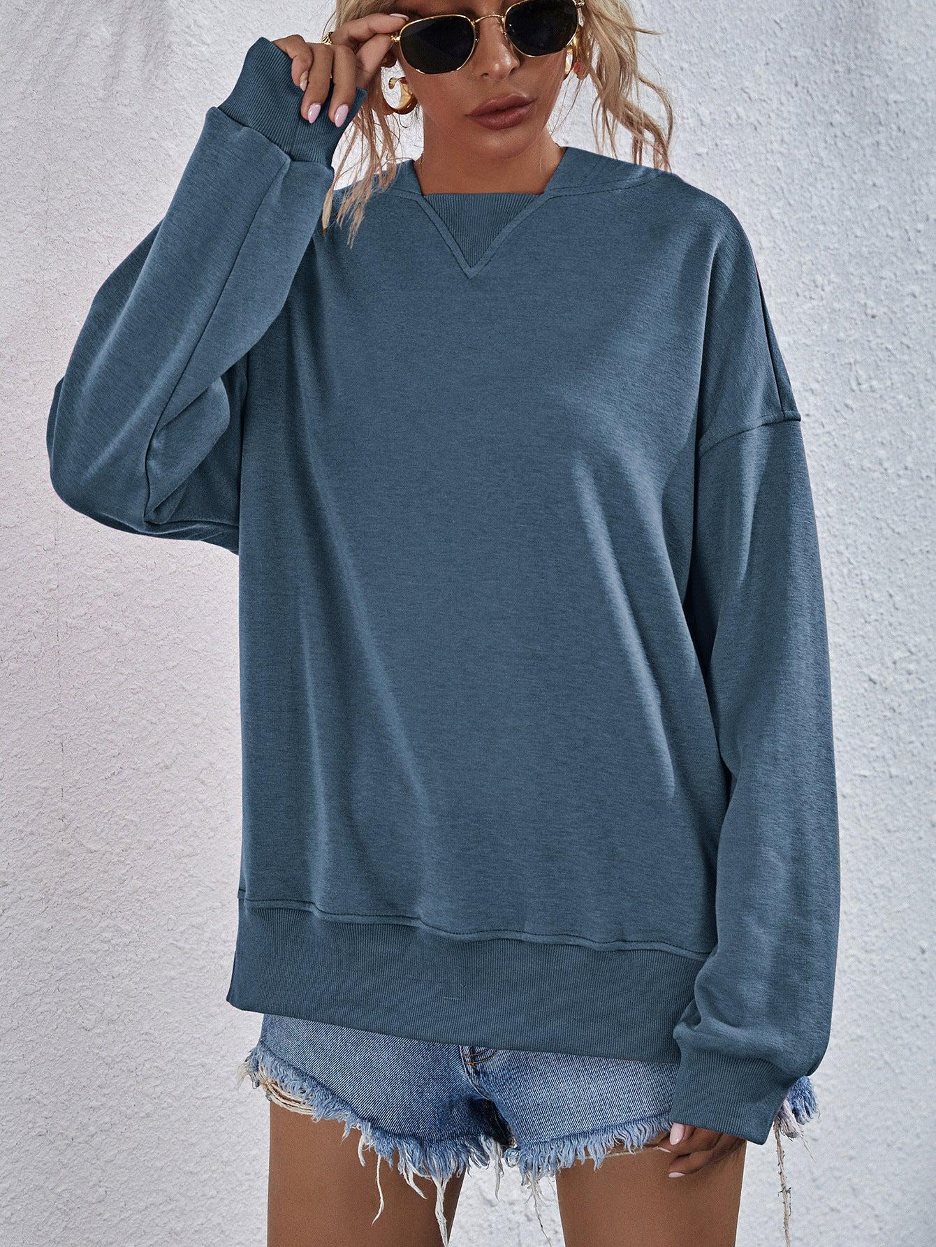 Kvinders Hoodie med Droppede Skuldre og Slids