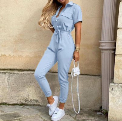 Kvinders Jumpsuit Monokrom Casual Med Bælte