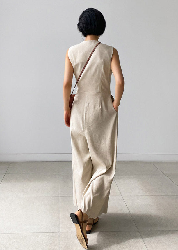 Kvinders Jumpsuit med V-hals og Knaplommer