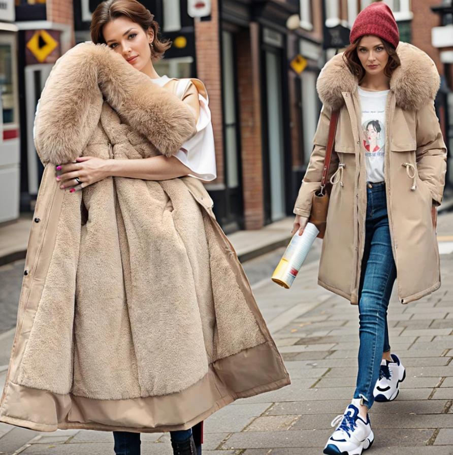 Kvinders Kilejakke med Faux Fur Hætte