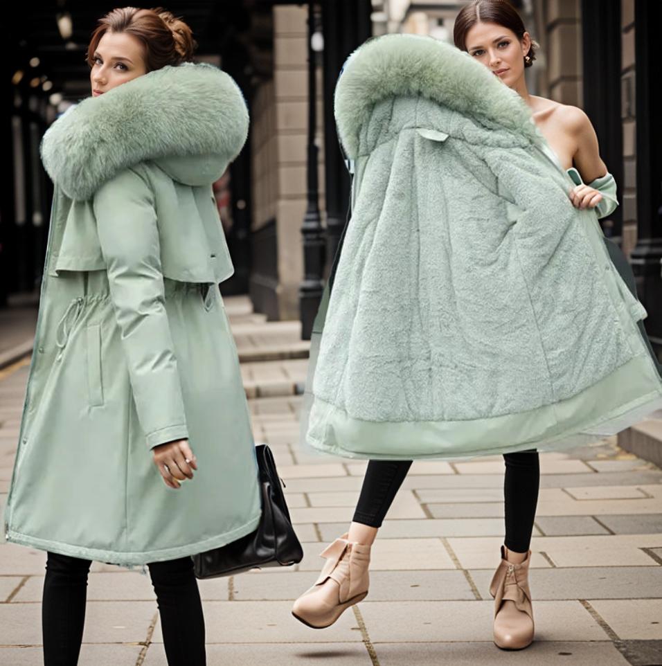 Kvinders Kilejakke med Faux Fur Hætte