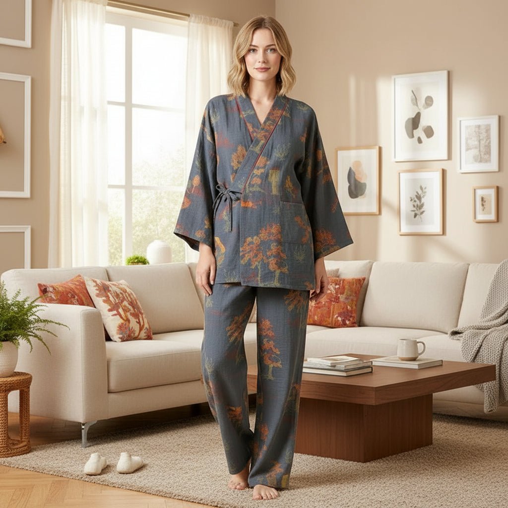 Kvinders Kimono Pyjamas Sæt Kunstnerisk Stil