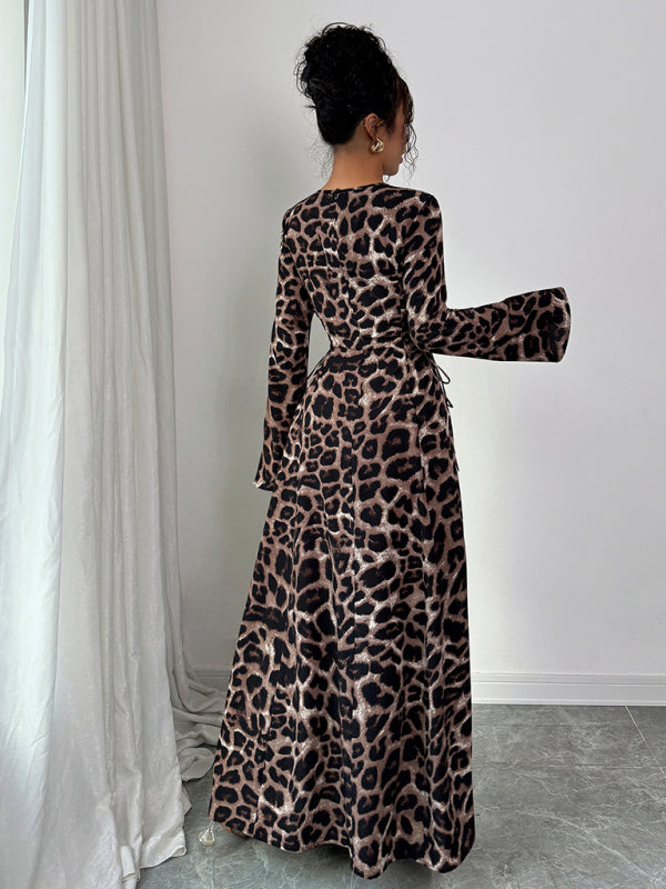 Kvinders Kjole Langærmet Leopardprint Afslappet