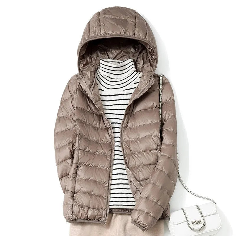 Kvinders Kort Pufferjakke Ultralight Casual Trendy