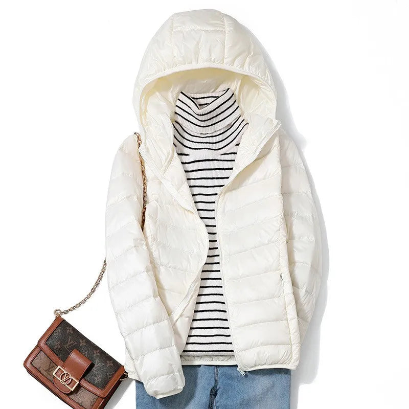 Kvinders Kort Pufferjakke Ultralight Casual Trendy