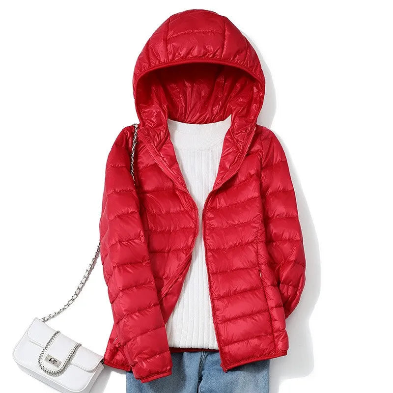 Kvinders Kort Pufferjakke Ultralight Casual Trendy