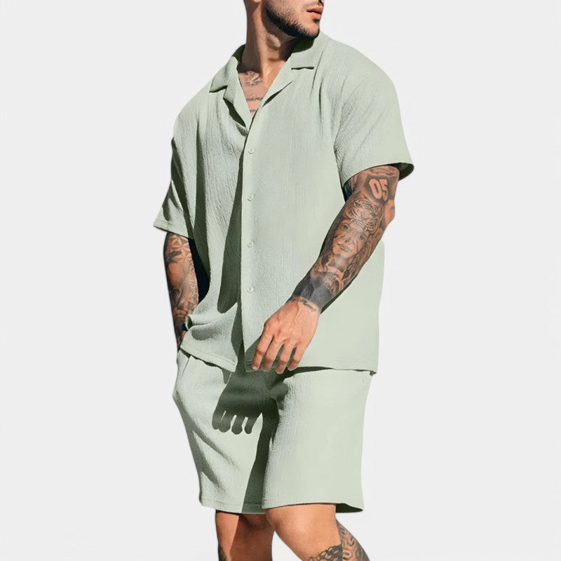 Herre Kortærmet Vintage Skjorte Casual Polyester