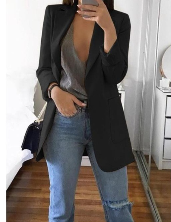 Kvinders Lang Blazerfrakke Trendy
