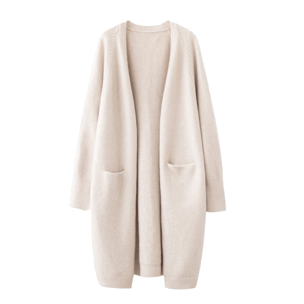 Kvinders Lang Cardigan med Åben Front