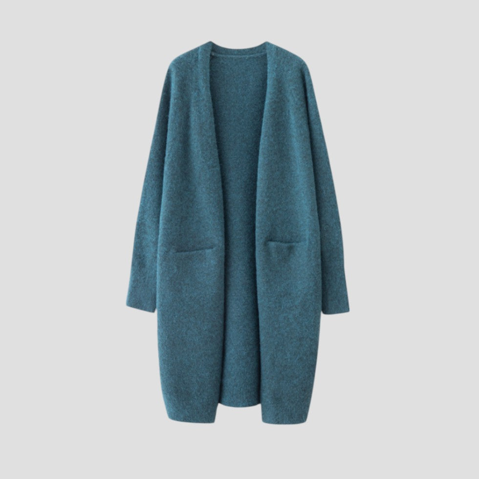 Kvinders Lang Cardigan med Åben Front
