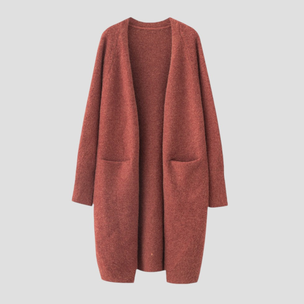 Kvinders Lang Cardigan med Åben Front