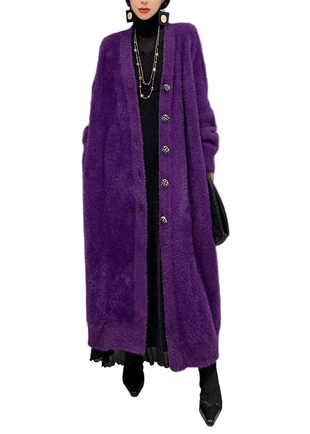Kvinders Lang Cardigan med V-hals